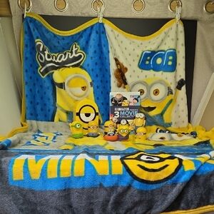 Minions Fleece Blanket, Toy Set, 3 Movie Dvd